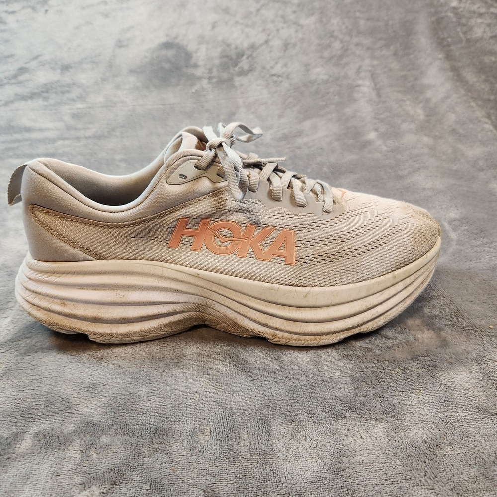 Hoka One One Shoes Womens 10.5‎ Gray Pink Bondi 8 Sneakers Athleisure